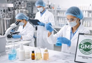 GMP and ISO certification in cosmetics manufacturing lab